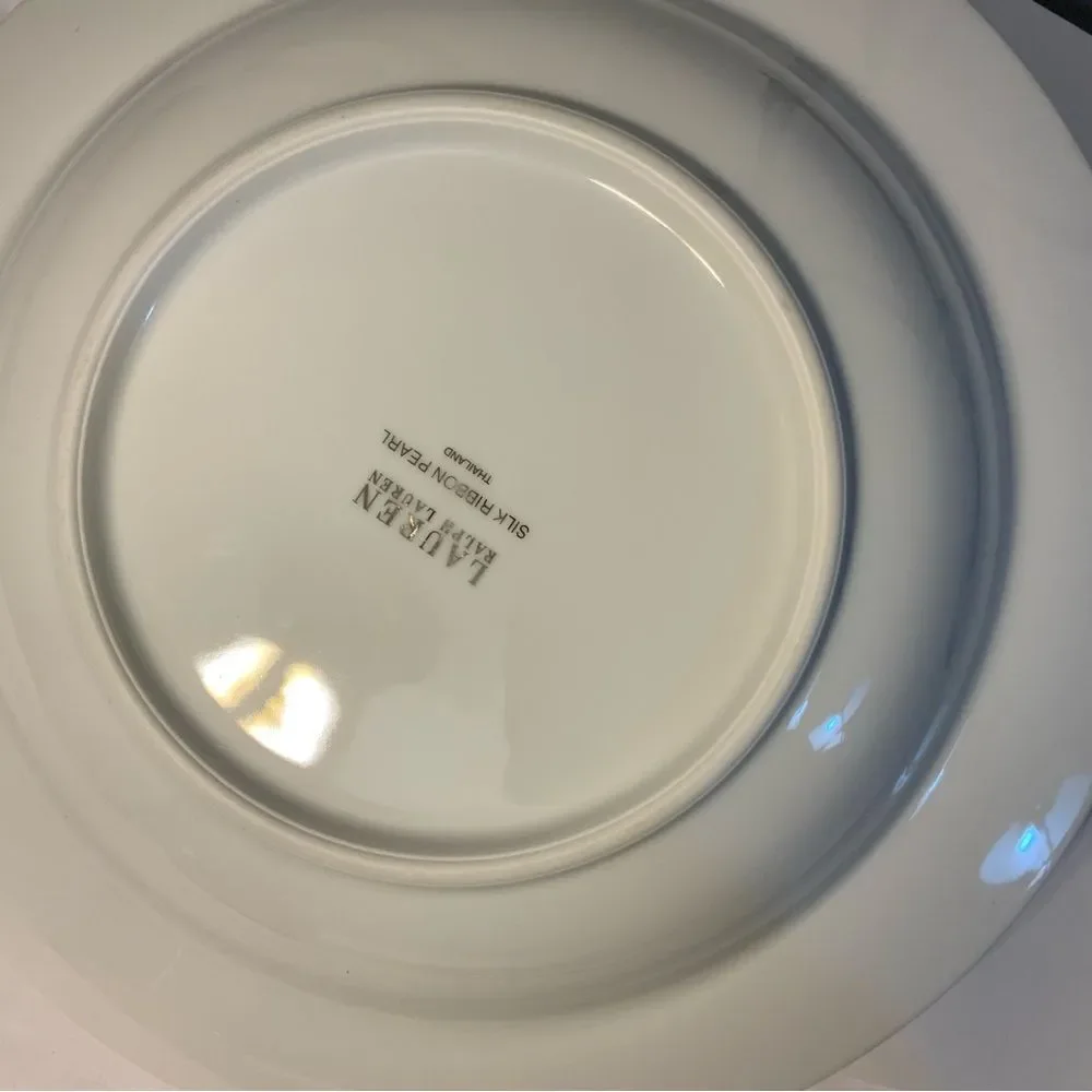 New Ralph Lauren Silk Ribbon Pearl Round vegetable bowl 10” diameter A11